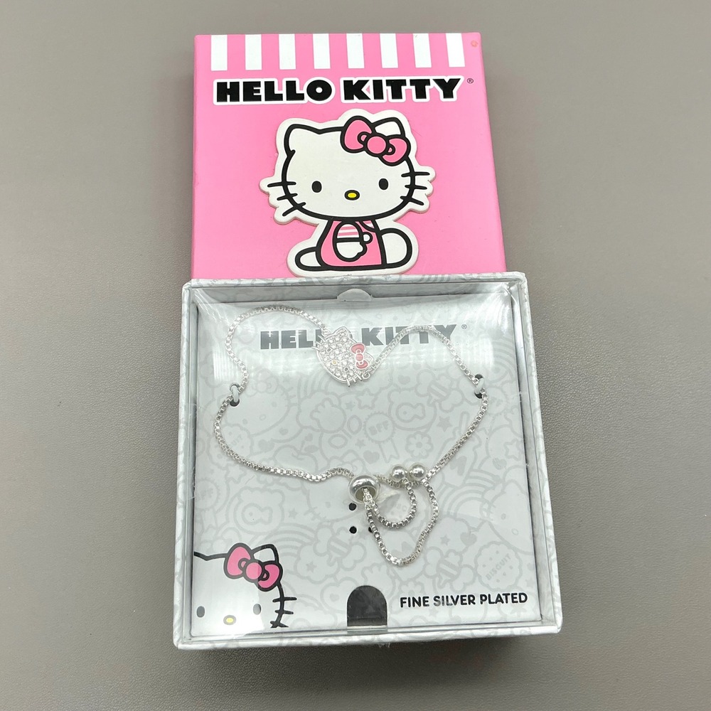 Hello Kitty Bracelet Women Silver Plated Crystal Bolo Adjustable Fashion Jewelry
